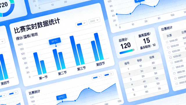 体育数据分析界面上展示的比赛统计图表与数据面板